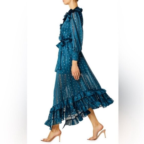 NWT MISA LOS ANGELES Midi Dress Teal Blue Wrap Style Gabriella‎ Size S - Picture 13 of 13